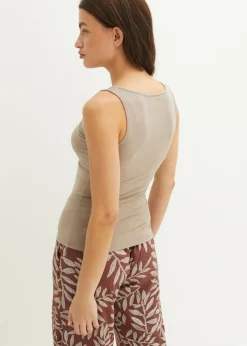 bonprix bonprix Camiseta con escote en forma de corazón Marrón grisáceo Discount