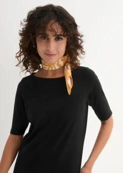 bonprix bonprix Camiseta con escote en U y media manga Negro Hot