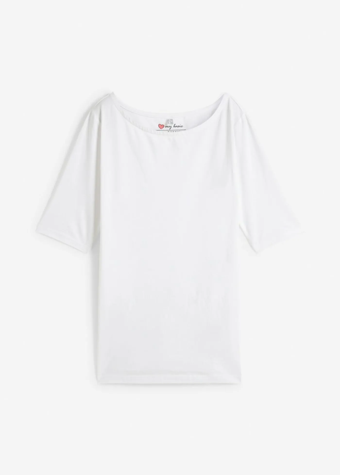 bonprix bonprix Camiseta con escote en U y media manga Blanco