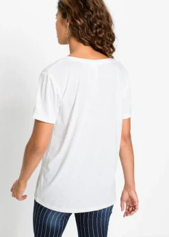 bonprix bonprix Camiseta con escote en V Blanco Best