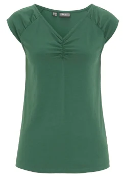 bonprix bonprix Camiseta con escote en V Verde oscuro Clearance