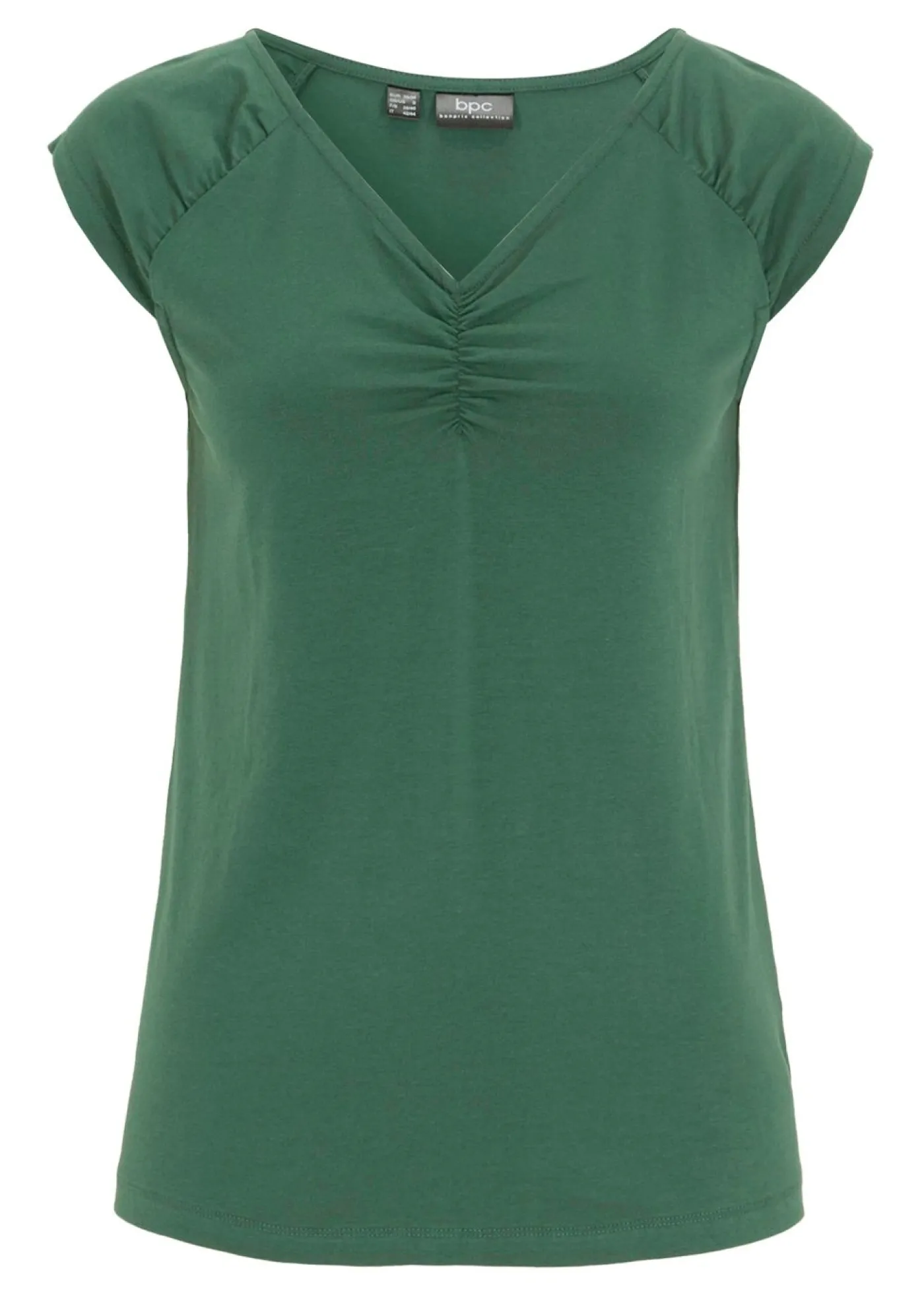 bonprix bonprix Camiseta con escote en V Verde oscuro Clearance