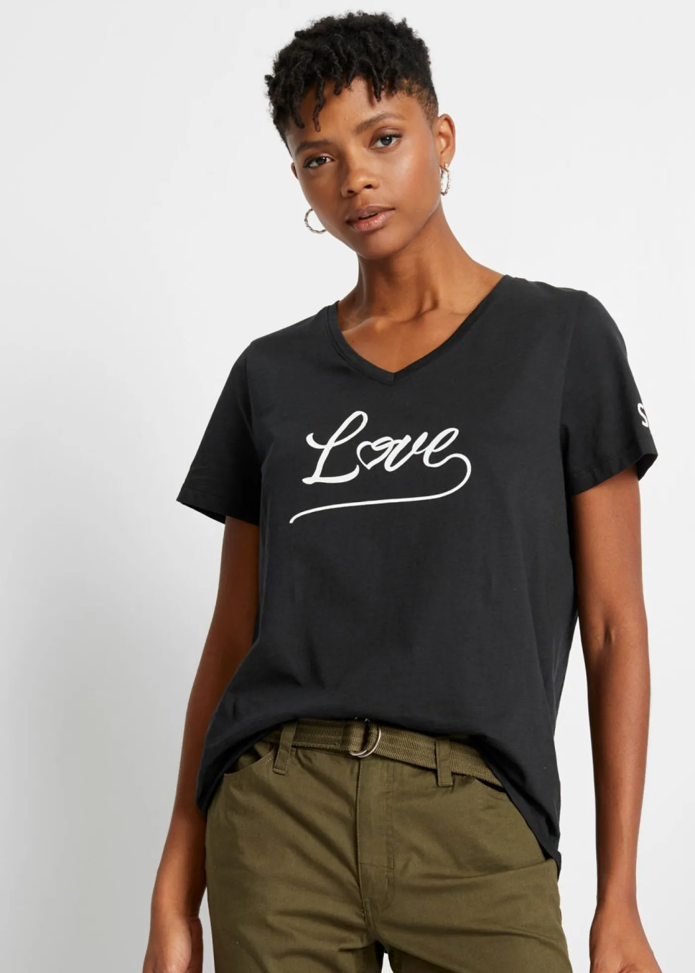 bonprix bonprix Camiseta con estampado Negro estampado Online