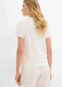 bonprix bonprix Camiseta con estampado blanco lana-azul mentol