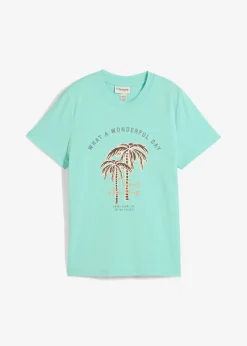 bonprix bonprix Camiseta con estampado azul mentol-marrón oscuro Hot