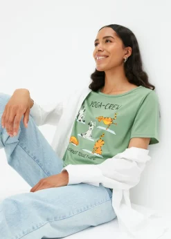 bonprix bonprix Camiseta con estampado Verde pino estampado New