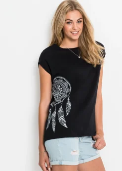 bonprix bonprix Camiseta con estampado Negro-acero atrapasueños Clearance