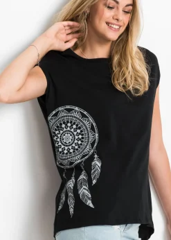 bonprix bonprix Camiseta con estampado Negro-acero atrapasueños Clearance