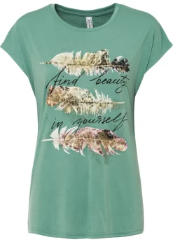 bonprix bonprix Camiseta con estampado brillante Verde estampado Outlet