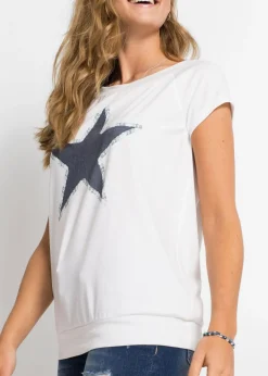 bonprix bonprix Camiseta con estampado de estrellas Blanco estampado Outlet