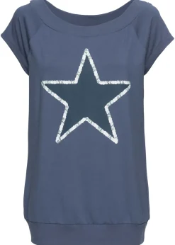bonprix bonprix Camiseta con estampado de estrellas Azul estampado New