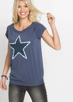 bonprix bonprix Camiseta con estampado de estrellas Azul estampado New