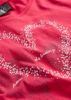 bonprix bonprix Camiseta con estampado de corazón de algodón orgánico Granate estampado