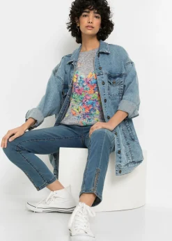 bonprix bonprix Camiseta con estampado de mariposa Gris claro moteado estampado