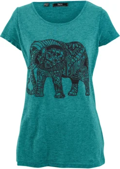 bonprix bonprix Camiseta con estampado de manga corta Turquesa cobalto + negro Sale