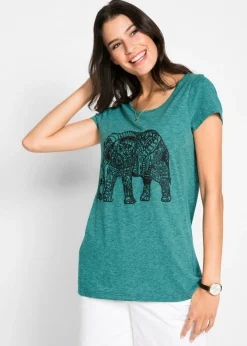 bonprix bonprix Camiseta con estampado de manga corta Turquesa cobalto + negro Sale