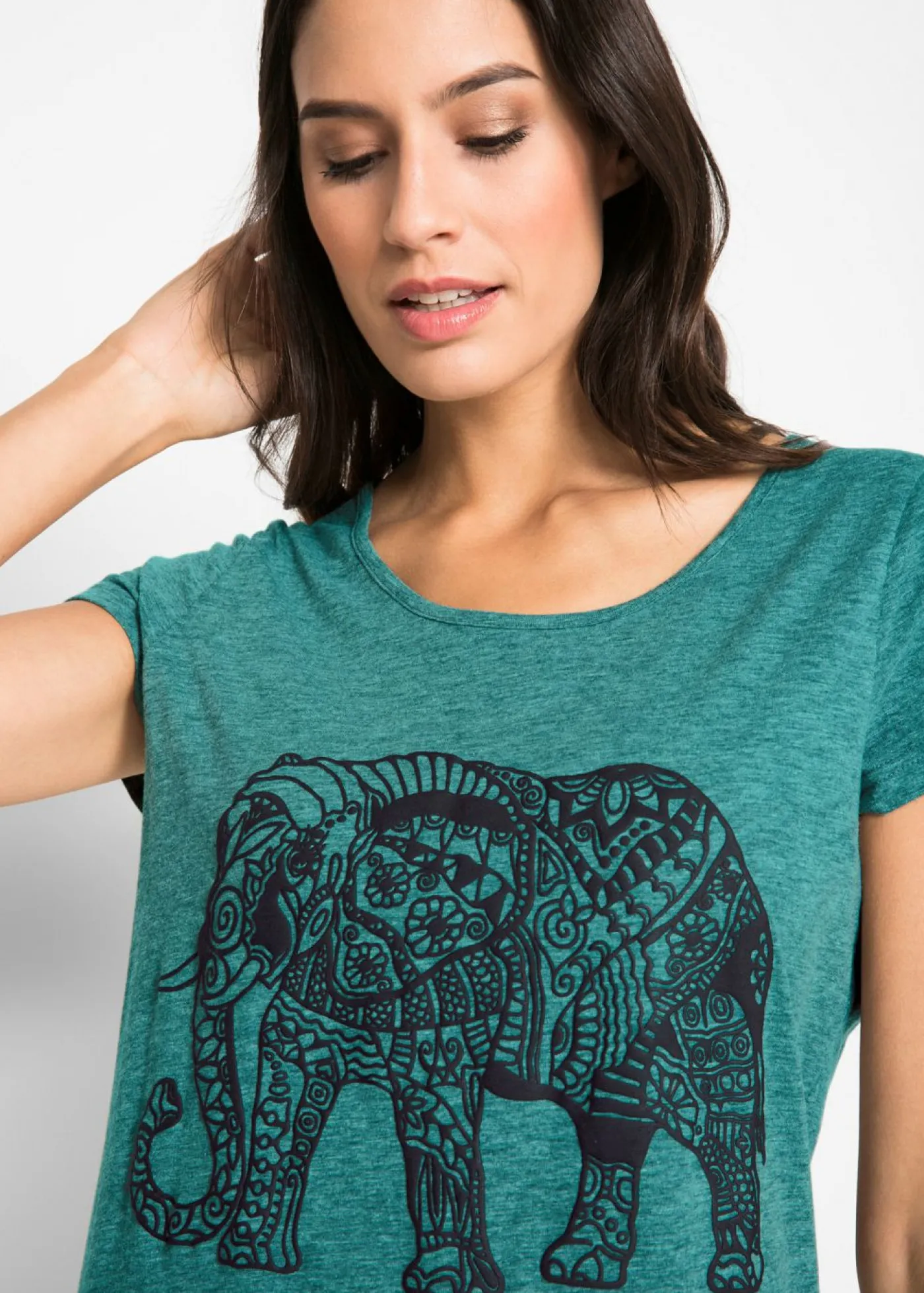 bonprix bonprix Camiseta con estampado de manga corta Turquesa cobalto + negro Sale