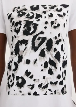 bonprix bonprix Camiseta con estampado de leopardo y purpurina estampado leo blanco-beige-negro-marrón grisáceo Discount
