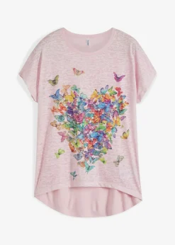 bonprix bonprix Camiseta con estampado de mariposa rosa pálido estampado Online