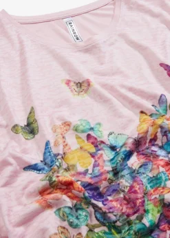 bonprix bonprix Camiseta con estampado de mariposa rosa pálido estampado Online