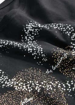 bonprix bonprix Camiseta con estampado de corazón de algodón orgánico Negro estampado Outlet