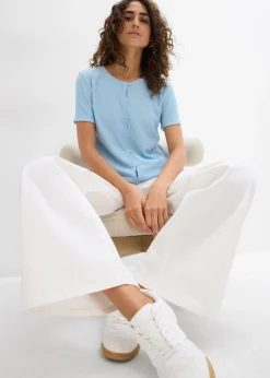 bonprix bonprix Camiseta con estructura y botones Azul claro New