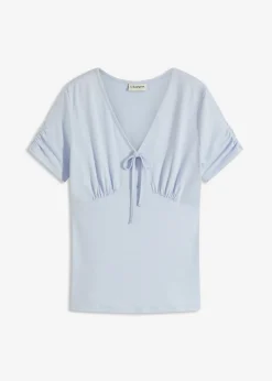 bonprix bonprix Camiseta con fruncido azul pálido New