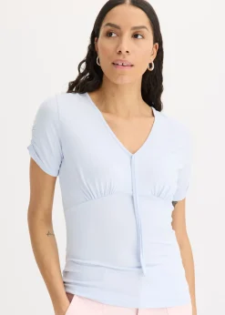 bonprix bonprix Camiseta con fruncido azul pálido New