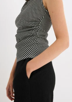 bonprix bonprix Camiseta con fruncido negro-blanco lana con rayas Best