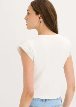 bonprix bonprix Camiseta con hombreras Blanco lana Sale