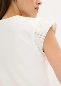 bonprix bonprix Camiseta con hombreras Blanco lana Sale