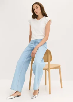 bonprix bonprix Camiseta con hombreras Blanco lana Sale