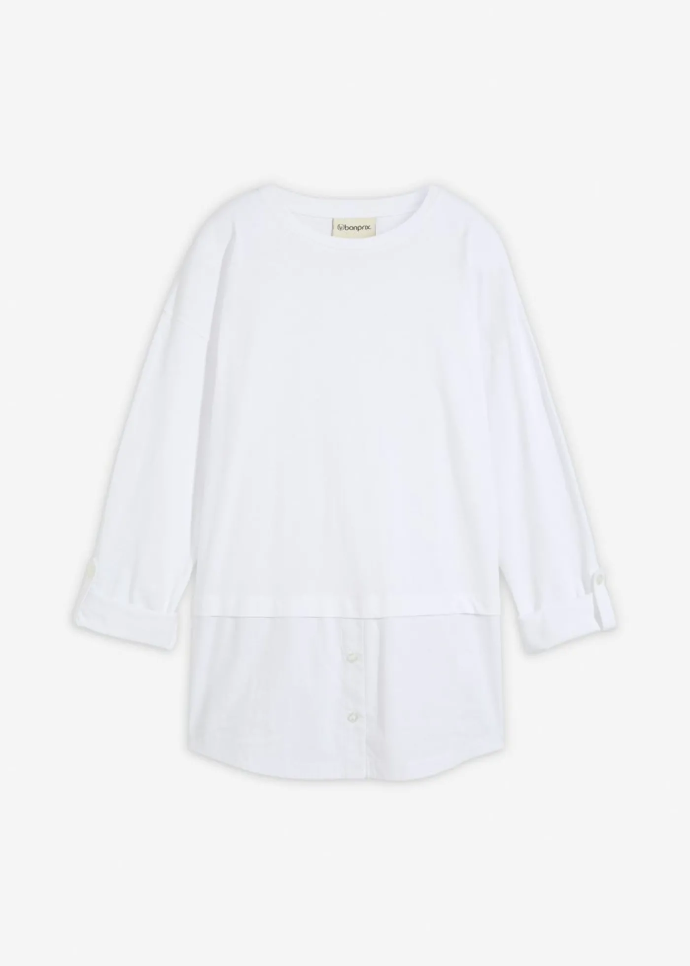 bonprix bonprix Camiseta con inserto de blusa de algodón orgánico puro Blanco Hot