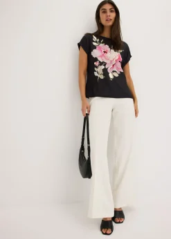 bonprix bonprix Camiseta con inserto de malla negro-rosa caliente New