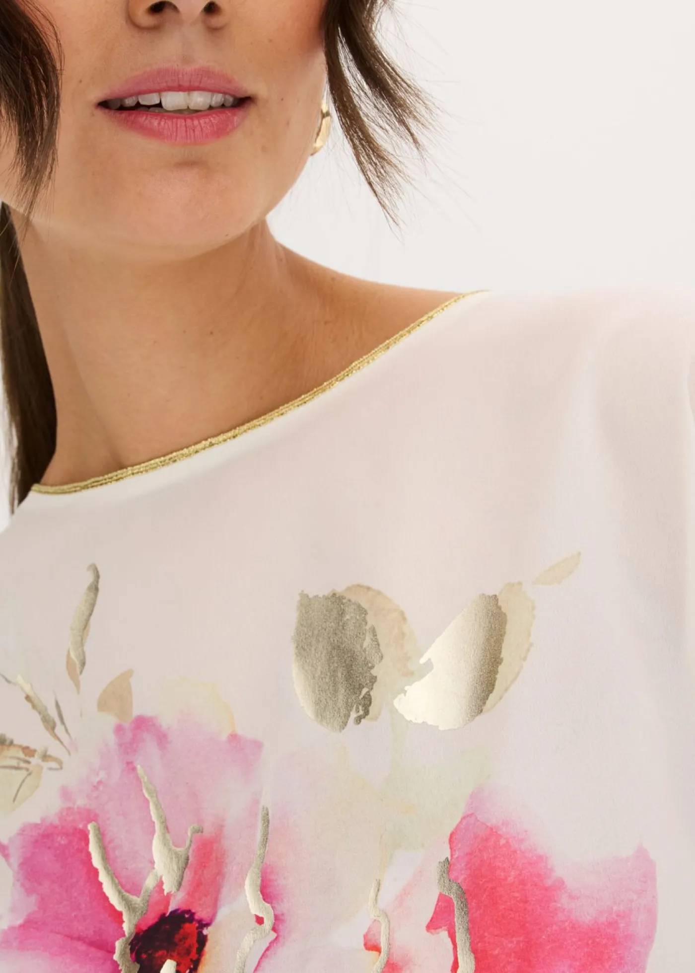 bonprix bonprix Camiseta con inserto de malla blanco lana-rosa caliente