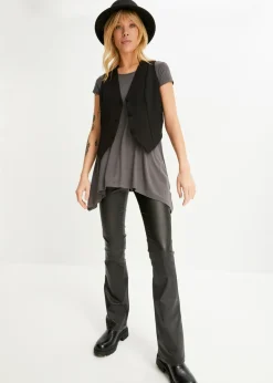 bonprix bonprix Camiseta con largo asimétrico Gris oscuro Discount