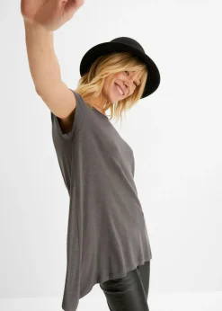 bonprix bonprix Camiseta con largo asimétrico Gris oscuro Discount