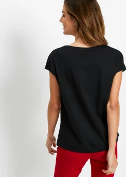 bonprix bonprix Camiseta con lentejuelas Negro-plata
