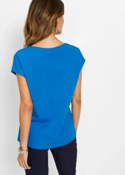 bonprix bonprix Camiseta con lentejuelas Azul mar/plata estampado Online