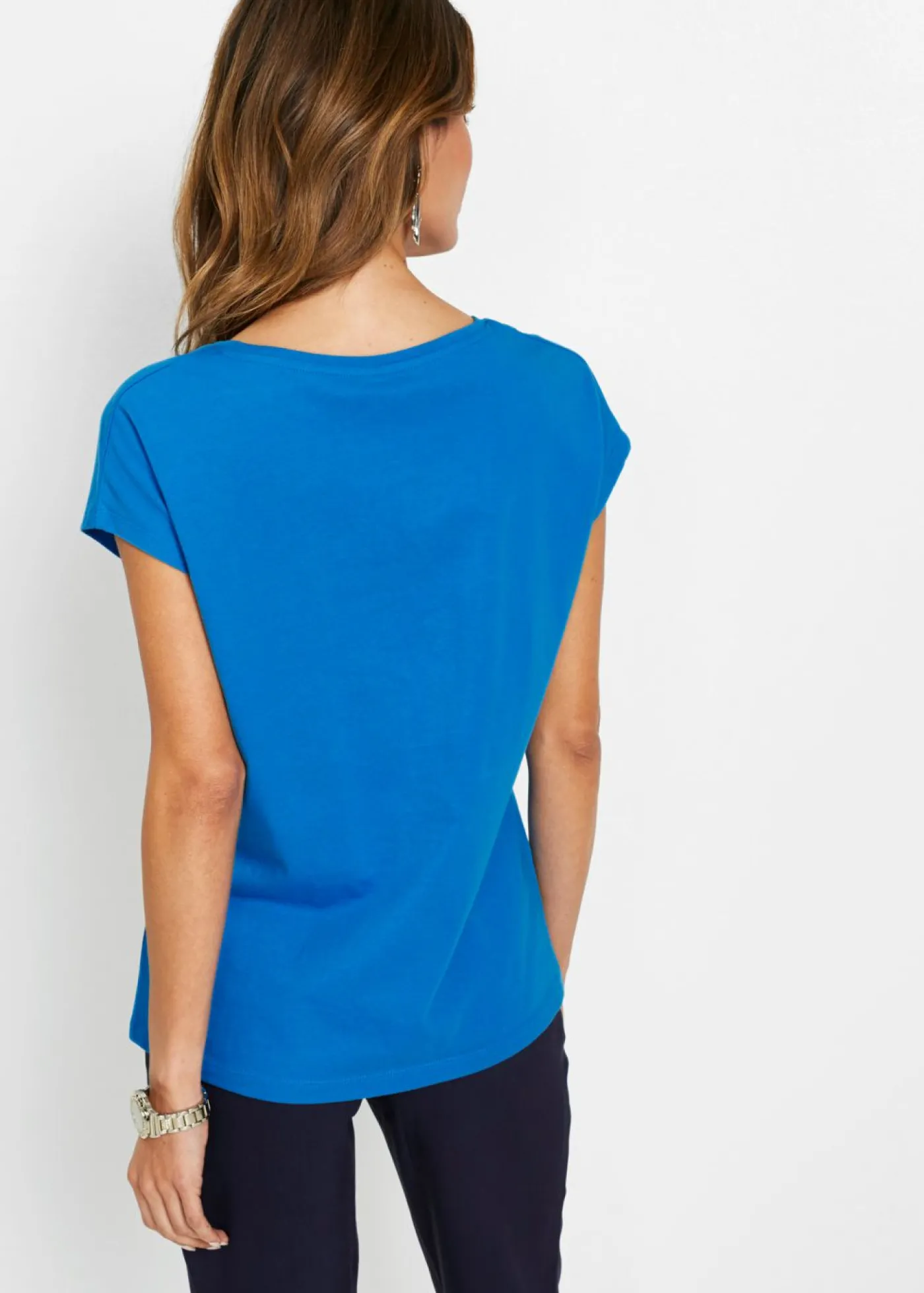 bonprix bonprix Camiseta con lentejuelas Azul mar/plata estampado Online