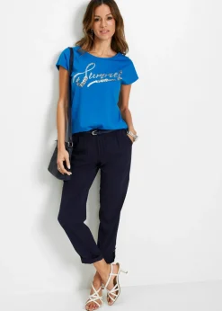 bonprix bonprix Camiseta con lentejuelas Azul mar/plata estampado Online