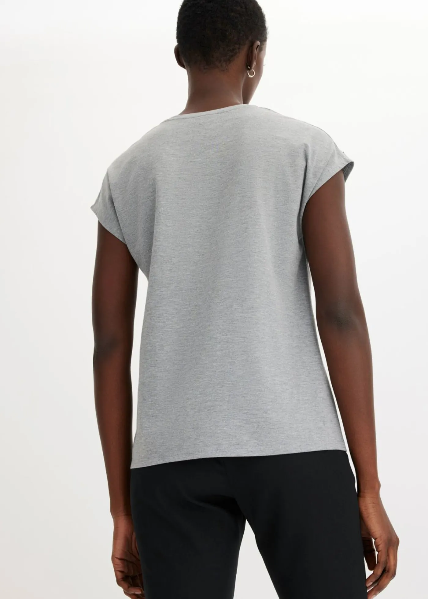 bonprix bonprix Camiseta con lentejuelas Gris jaspeado Discount