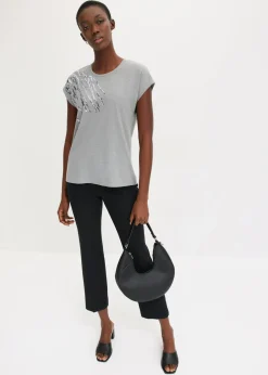 bonprix bonprix Camiseta con lentejuelas Gris jaspeado Discount