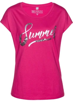 bonprix bonprix Camiseta con lentejuelas Pink lady/plata estampado Best