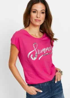 bonprix bonprix Camiseta con lentejuelas Pink lady/plata estampado Best
