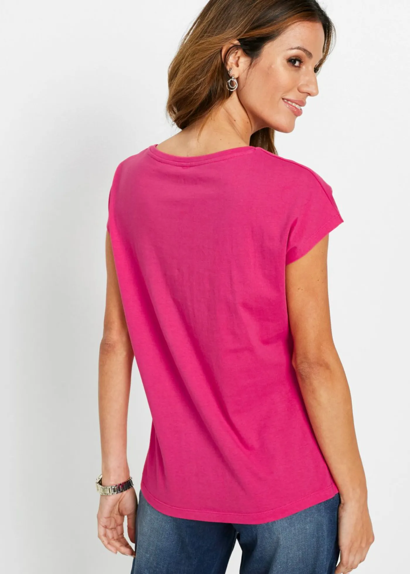 bonprix bonprix Camiseta con lentejuelas Pink lady/plata estampado Best