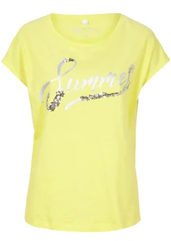 bonprix bonprix Camiseta con lentejuelas Lima/plata estampado Best