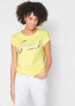 bonprix bonprix Camiseta con lentejuelas Lima/plata estampado Best
