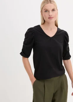 bonprix bonprix Camiseta con mangas abullonadas Negro Discount