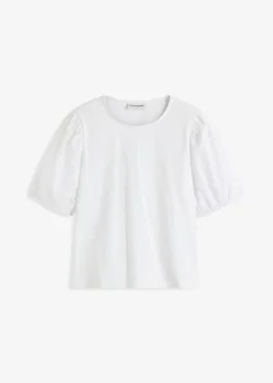 bonprix bonprix Camiseta con mangas abullonadas Blanco Sale